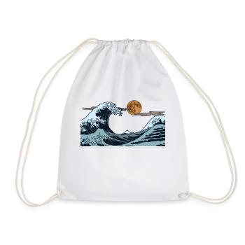 Kanagawa Waves Aesthetic Japanese Art Great Wave - Drawstring Bag - white - Front