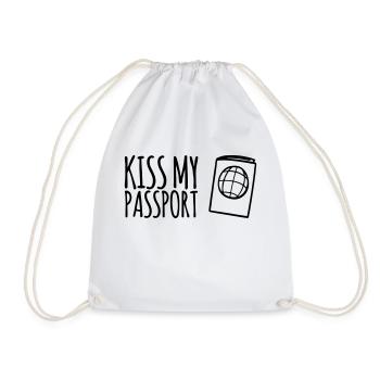 Kiss My Passport Geschenkidee Reisende - Turnbeutel - Weiß - Vorne