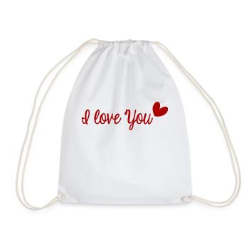 I LOVE YOU. VALENTINE'S DAY. BACHELORETTE PARTY. I LOVE YOU. - Drawstring Bag - white - Front
