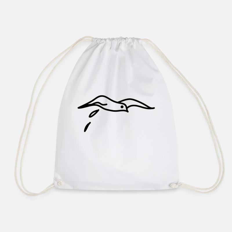 Minimalist seagull. Fuck everything - Drawstring Bag - white