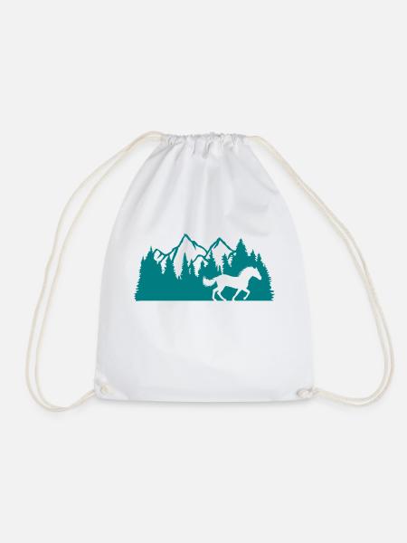 Wald Berge Natur Pferd - Turnbeutel - Weiß