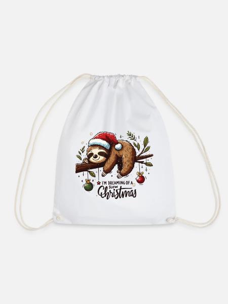 Faultier Sloth I'm dreaming of a slow Christmas - Turnbeutel - Weiß