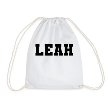 Name - Leah - Drawstring Bag - white - Front