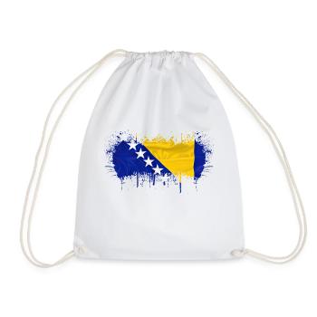 Bosnia in herzegovina europe sarajavo flag mostar - Drawstring Bag - white - Front