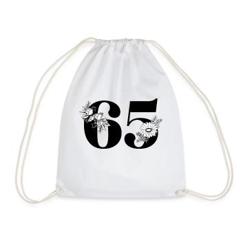 Numéro 65 floral noir - 65e anniversaire floral - Sac de sport léger - blanc - Devant
