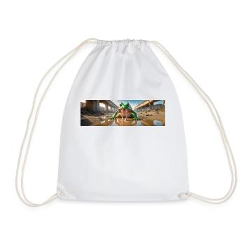 giant slimy drooling frog rise of mutant monster - Drawstring Bag - white - Front
