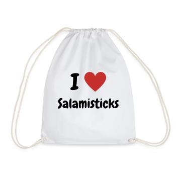 I Love Salamistiсks - Funny Heart Design - Drawstring Bag - white - Front