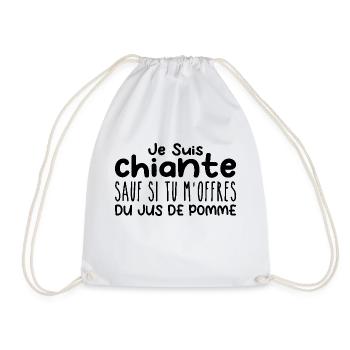 Woman who loves Apple Juice. Funny Design Humor - Drawstring Bag - white - Front