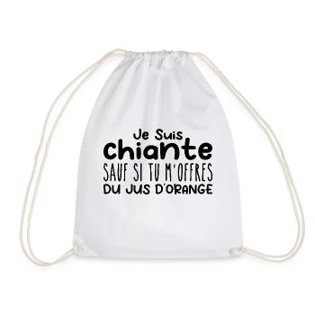 Woman who loves Orange Juice. Funny Design Humor - Drawstring Bag - white - Front