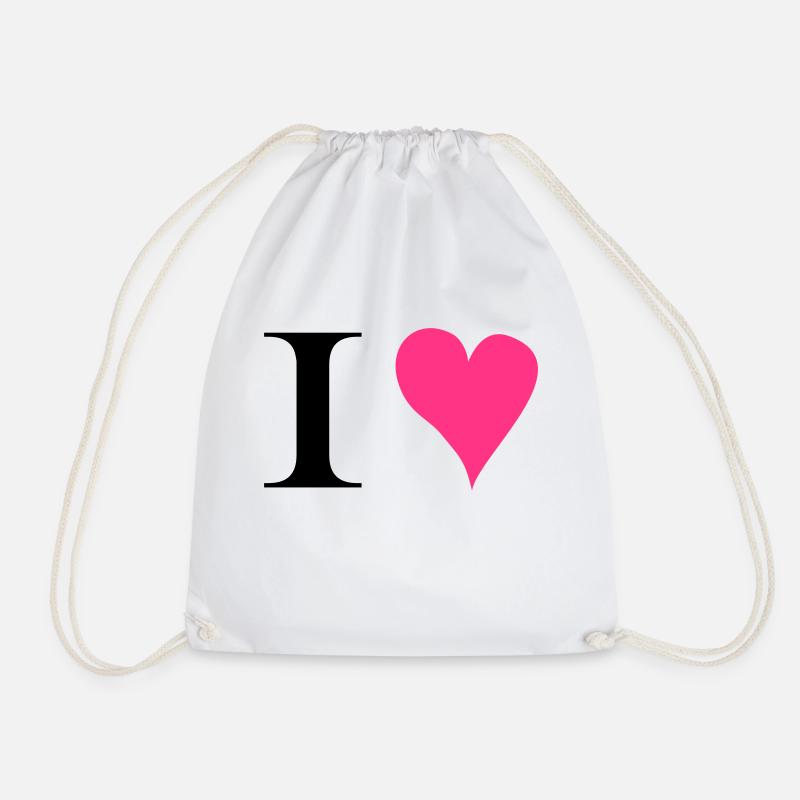 I love 2 - Drawstring Bag - white