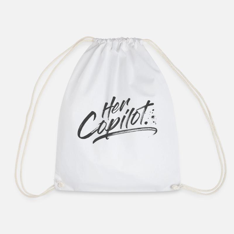 Her Copilot - Drawstring Bag - white