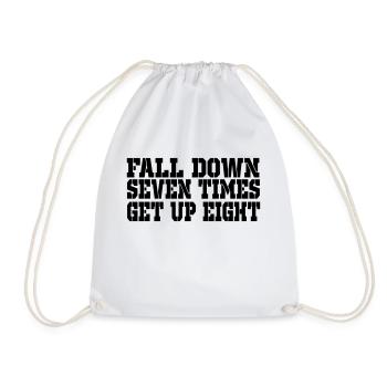 fall down seven get up 8 - Drawstring Bag - white - Front