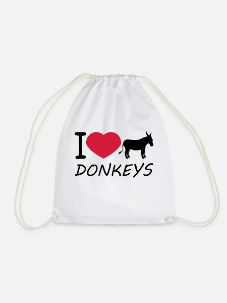 text i love liebe herz esel pferd pony klein packe - Turnbeutel - Weiß