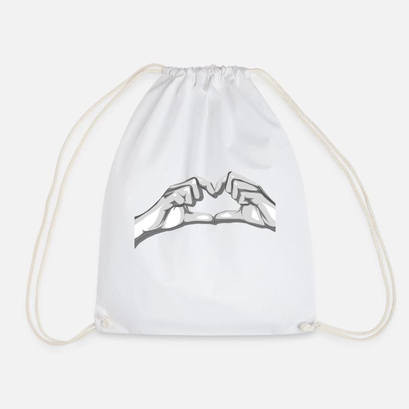 Heart Hand - Drawstring Bag - white