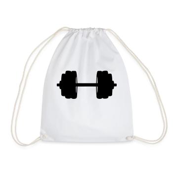 dumbbell bodybuilding weight 2 - Drawstring Bag - white - Front