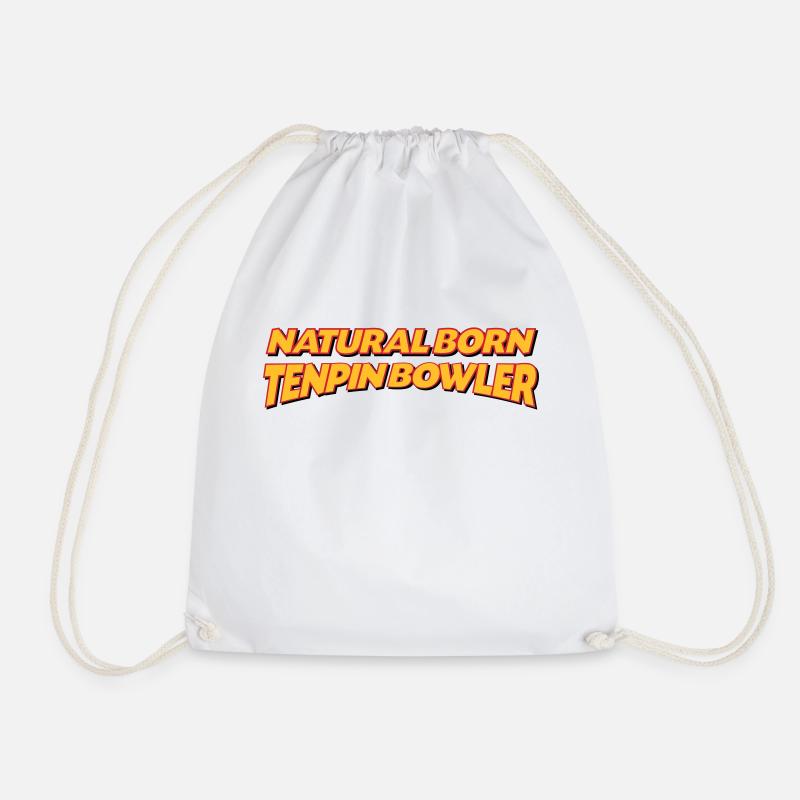 Natural born tenpin bowler 3col - Drawstring Bag - white