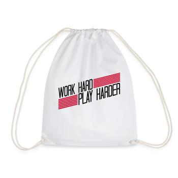 Play Harder logo - Drawstring Bag - white - Front