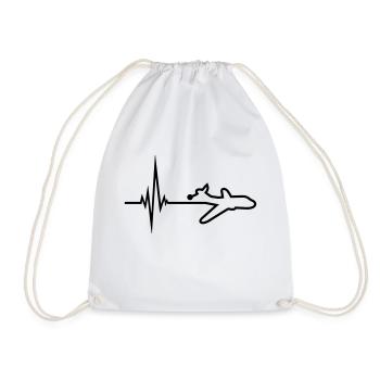 point logo pulse frequency heartbeat line airplane - Drawstring Bag - white - Front