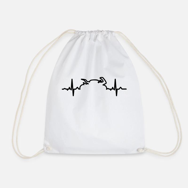 Heartbeat Motomunich - Drawstring Bag - white