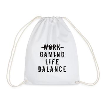 gaming life balance - Drawstring Bag - white - Front