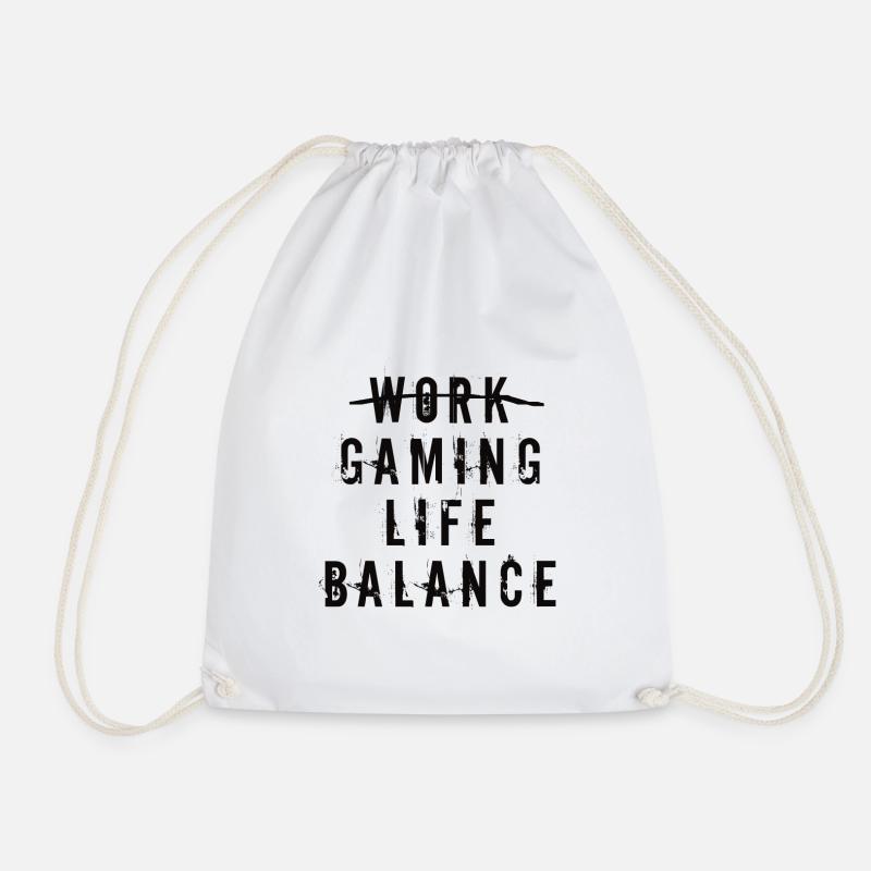 gaming life balance - Drawstring Bag - white
