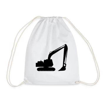 Silhouette mit einem Schaufelbagger, Bagger - Turnbeutel - Weiß - Vorne