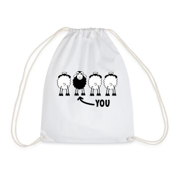 The black sheep that is you. be different - Drawstring Bag - white - Front