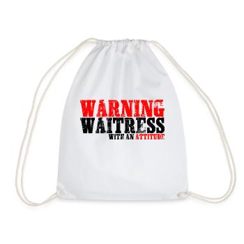 Warning Waitress With An Attitude - Drawstring Bag - white - Front