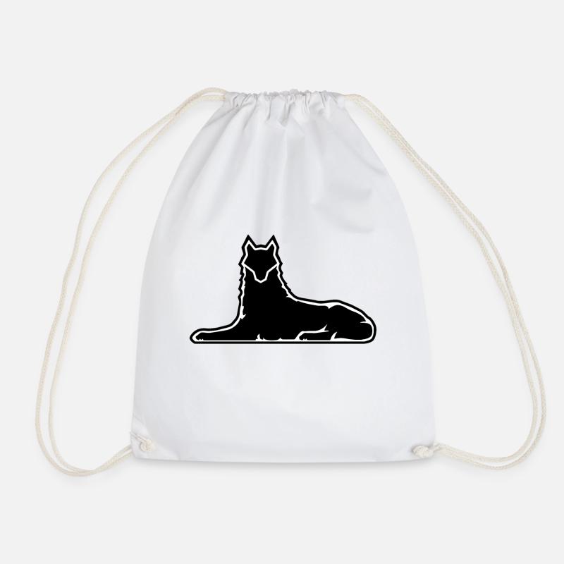Lone Wolf - Drawstring Bag - white