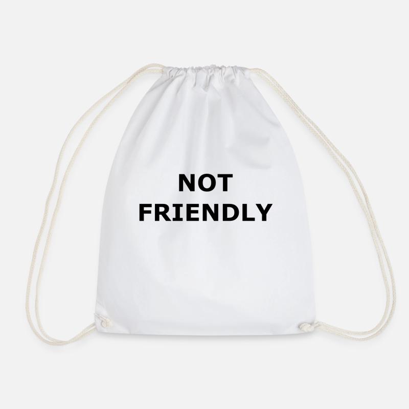 NOT FRIENDLY Dogs Dog Training Obedience Black - Drawstring Bag - white