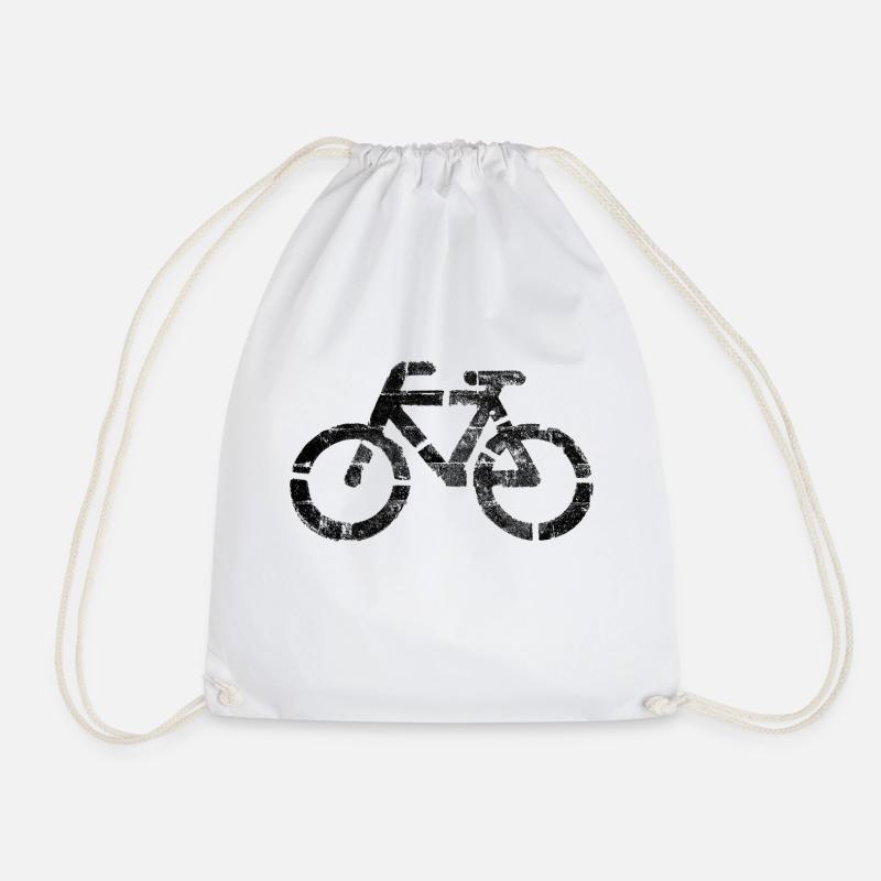 Bicycle black - Drawstring Bag - white