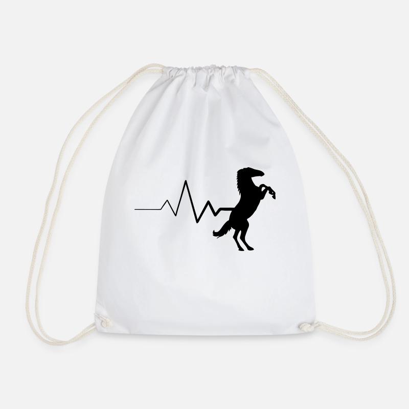 Heartbeat horse - Drawstring Bag - white
