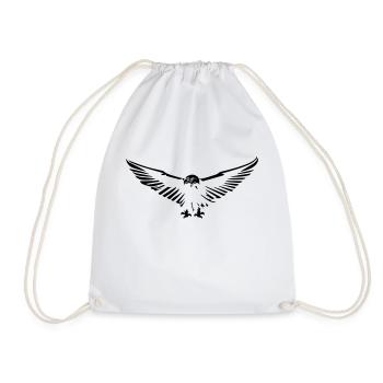 Flying eagle opening its wings stylized simple - Drawstring Bag - white - Front