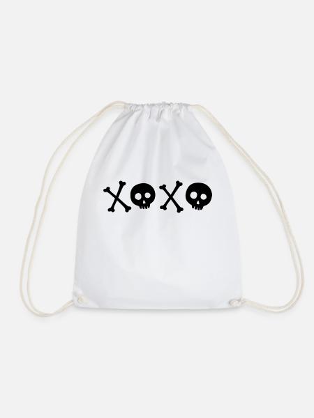XOXO black skull - Drawstring Bag - white