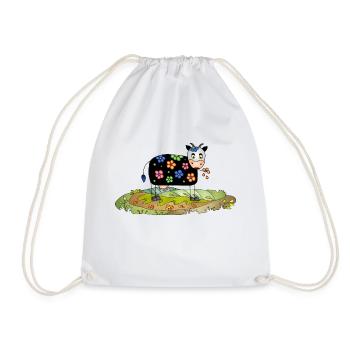 Cow - Drawstring Bag - white - Front