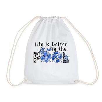 summer lake nature flora art pool sea beach love - Drawstring Bag - white - Front