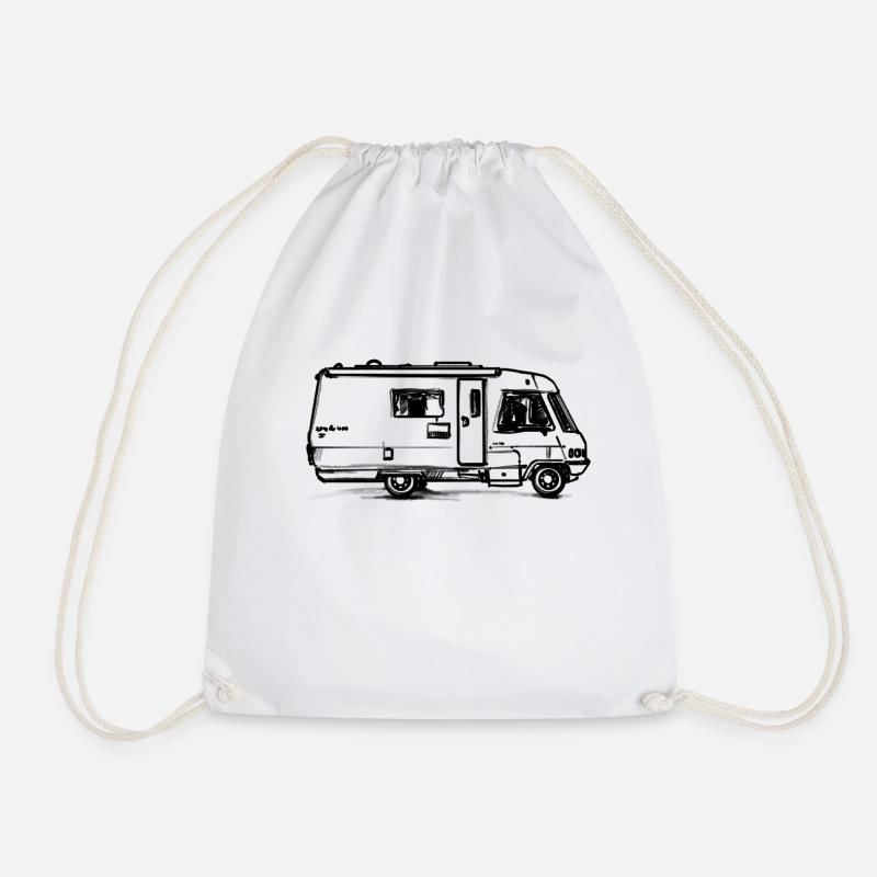 Camping Van - Drawstring Bag - white