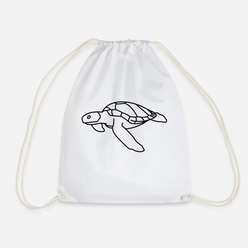 Sea Turtle - Drawstring Bag - white