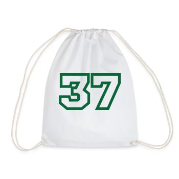 Number 37 green sport - Drawstring Bag - white - Front