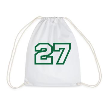 Number 27 green sport - Drawstring Bag - white - Front
