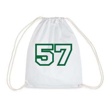Number 57 green sport - Drawstring Bag - white - Front