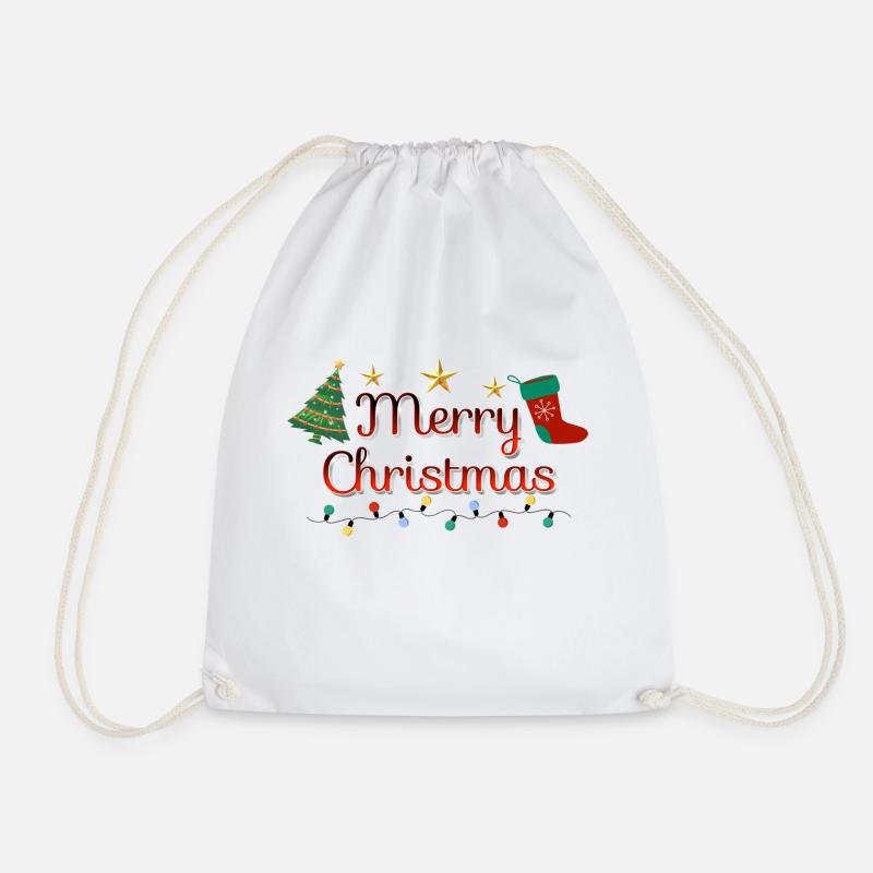 Merry Christmas tree - Drawstring Bag - white