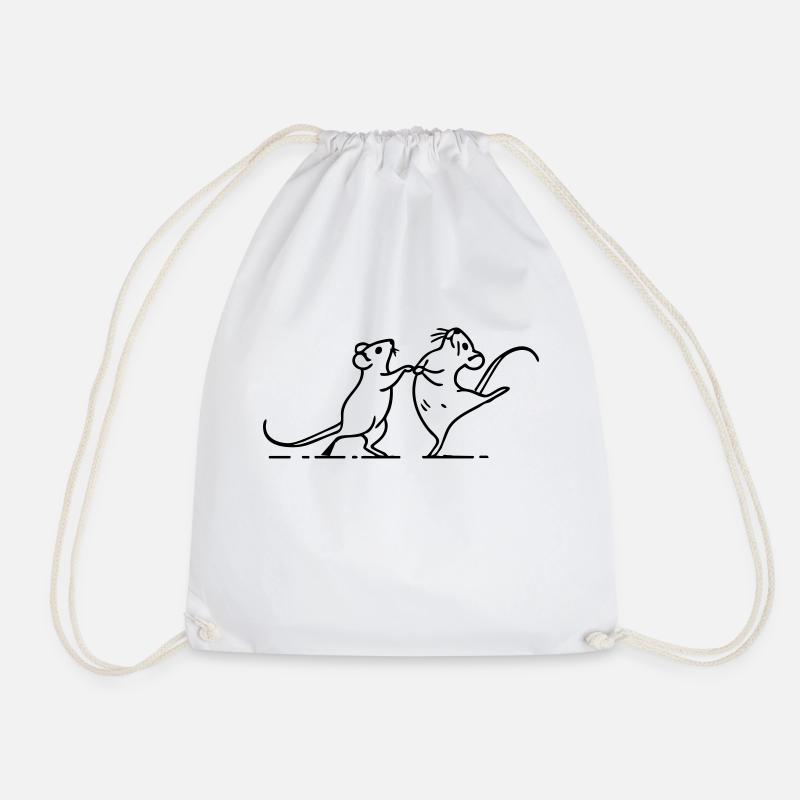 dancing white mice - Drawstring Bag - white