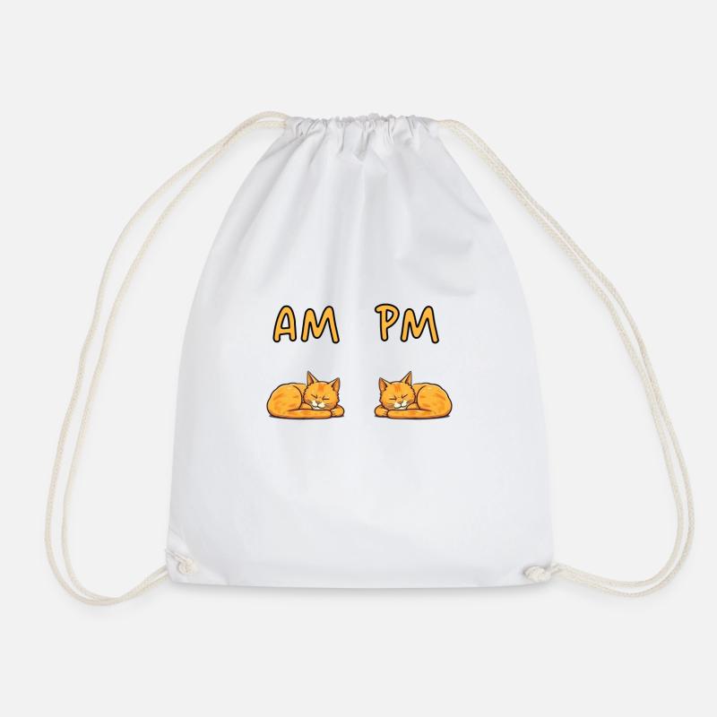 AM PM früh spät Katzen Design - Turnbeutel - Weiß