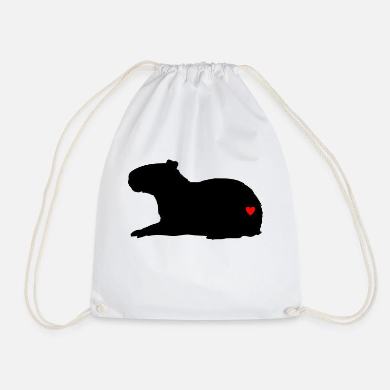 Love Capybara - Drawstring Bag - white