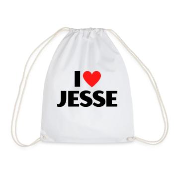 I Love Jesse Red Heart Love Fan Gift - Drawstring Bag - white - Front