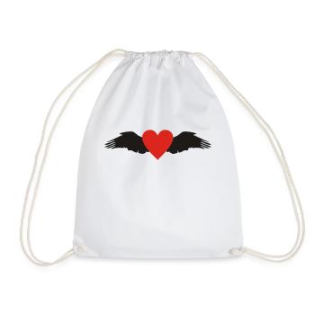 Wings & Heart - Drawstring Bag - white - Front
