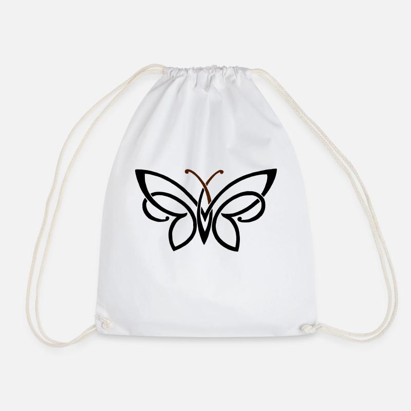butterfly - Drawstring Bag - white