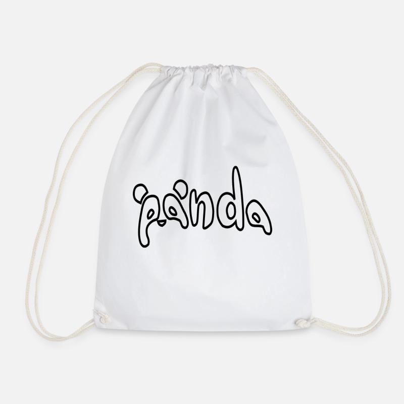 Panda lettering - Drawstring Bag - white