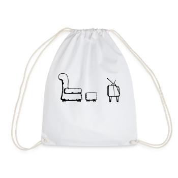 living room tv furniture tv watch look unte - Drawstring Bag - white - Front